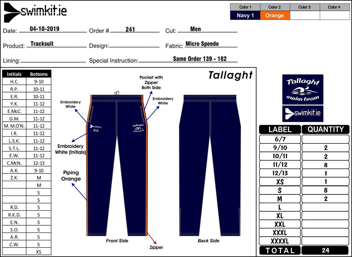 Tallaght Swim Team Skinny Pants