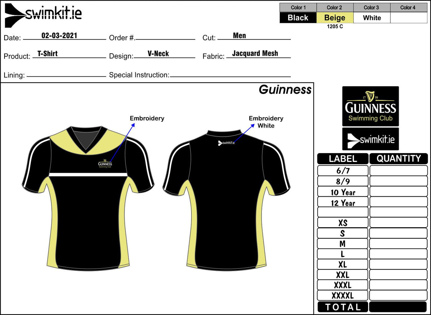 Guinness Unisex Vee Neck Tee Shirt