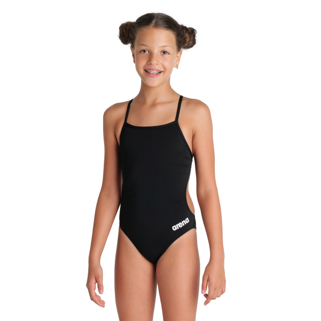 Arena Girls Team Swimsuit Challenge Solid Black White